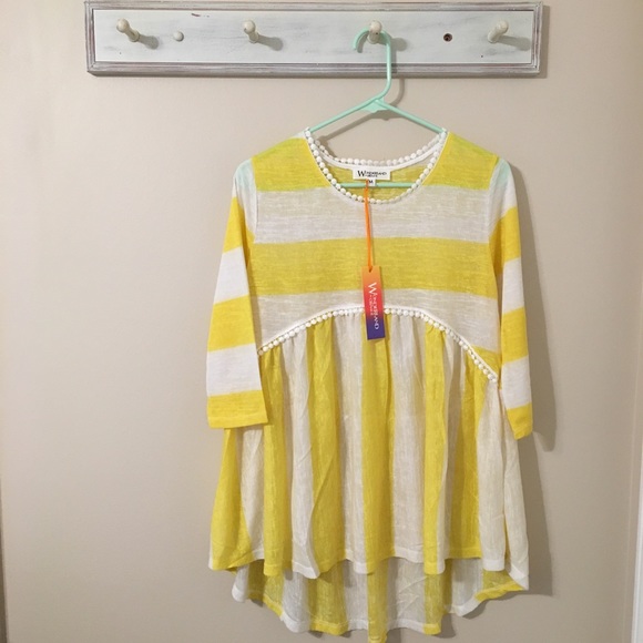 WONDERLAND Tops - Wonderland Yellow & White Top